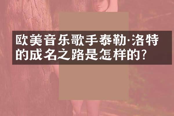 欧美音乐歌手泰勒·洛特纳的成名之路是怎样的？