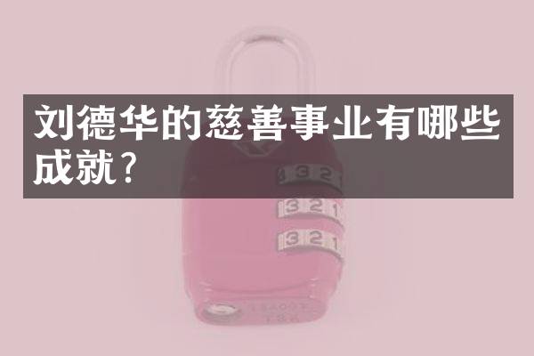 刘德华的慈善事业有哪些成就?