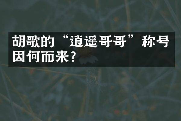 胡歌的“逍遥哥哥”称号因何而来？