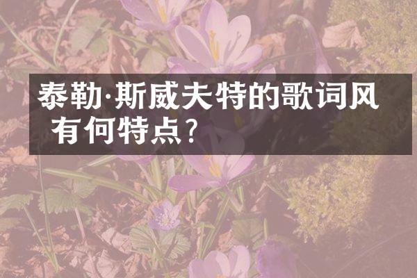 泰勒·斯威夫特的歌词风格有何特点？