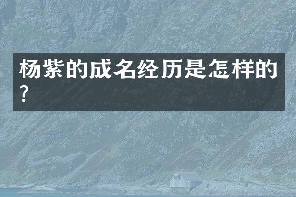 杨紫的成名经历是怎样的？