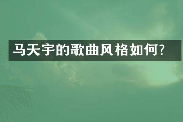 马天宇的歌曲风格如何？
