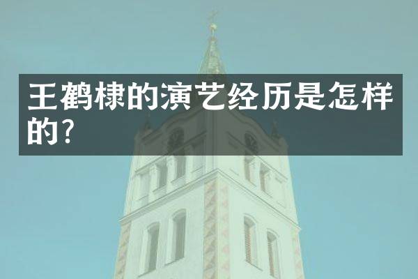 王鹤棣的演艺经历是怎样的？