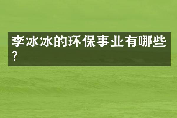 李冰冰的环保事业有哪些？