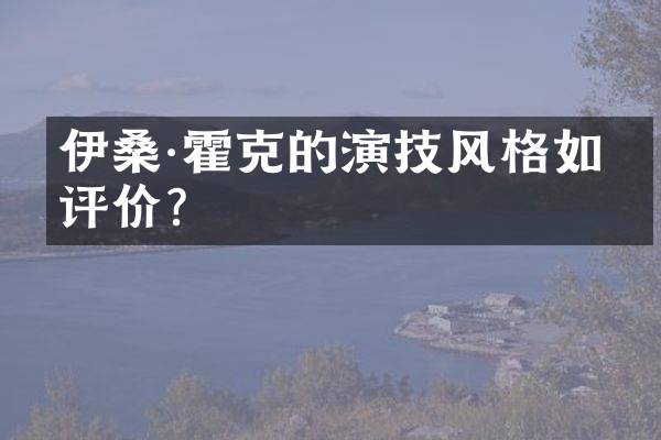 伊桑·霍克的演技风格如何评价?